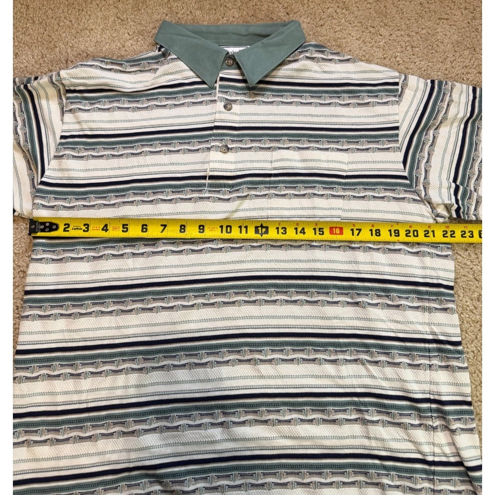 Classics‎ By Palmland Polo Shirt Men's X-Large XL Geometric Short Sleeve Green - Picture 7 of 9